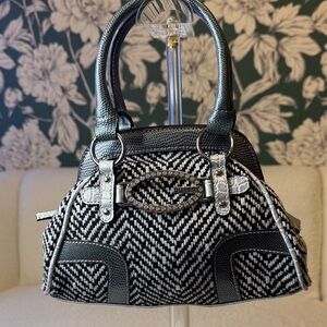 Guess VINTAGE Monochrome Patterned Satchel EUC